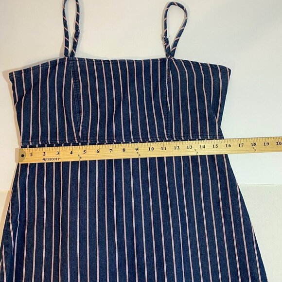 Alter’d State Blue Denim Pinstripe Mini Dress with Adjustable Straps Size Large - Picture 5 of 10
